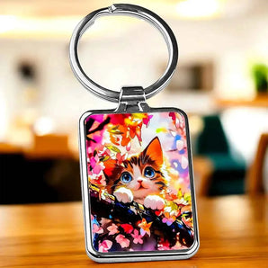 Porte Clé Chat Printemps illustré à la main en Anjou