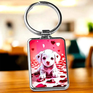 Porte Clé Chien Coeur illustré à la main en Anjou