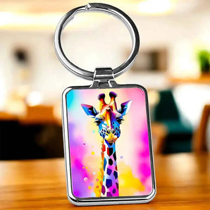 Porte Clé Girafe Pop Art illustré à la main en Anjou