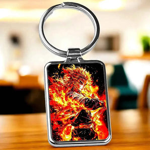 Porte Clé Rengoku Demon Slayer illustré à la main en Anjou