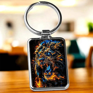 Porte Clé Tête de Lion illustré à la main en Anjou