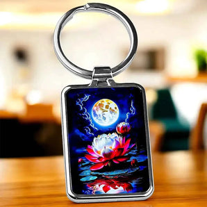 Porte Clé Lotus illustré à la main en Anjou
