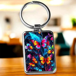 Porte Clé Papillon Famille illustré à la main en Anjou