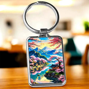 Porte Clé Cerisier Japonais illustré à la main en Anjou