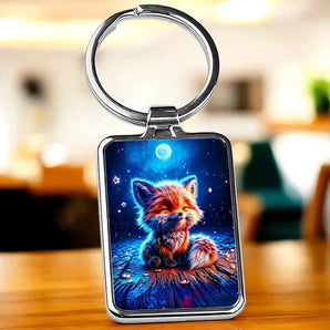 Porte Clé Renard Lune illustré à la main en Anjou