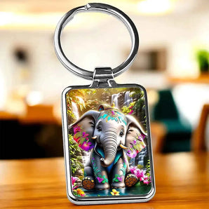 Porte Clé Éléphant Bébé illustré à la main en Anjou