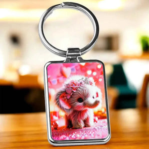 Porte Clé Éléphant Rose illustré à la main en Anjou