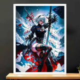 Cadre 2B Nier Automata illustré à la main en Anjou