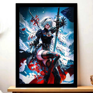 Poster 2B Nier Automata illustré à la main en Anjou