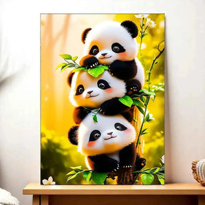 Tableau Bébés Pandas illustré à la main en Anjou