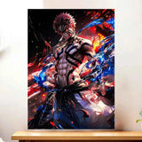Affiche Akaza Demon Slayer illustrée à la main en Anjou