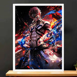 Cadre Blanc Akaza Demon Slayer illustré à la main en Anjou