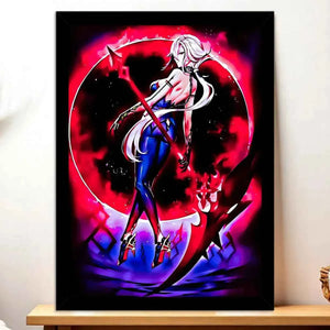 Affiche Arlecchino Genshin Impact illustrée à la main en Anjou
