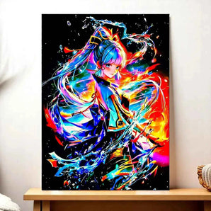 Tableau Ayaka Genshin Impact illustré à la main en Anjou