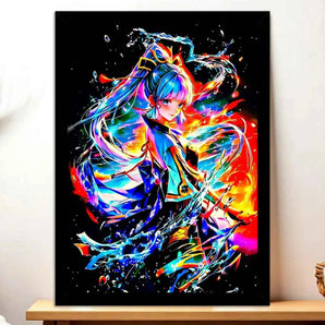 Affiche Ayaka Genshin Impact illustrée à la main en Anjou