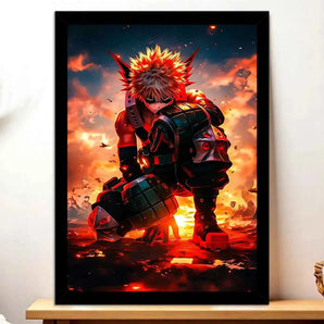 Cadre Noir Bakugo My Hero Academia illustré à la main en Anjou
