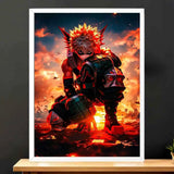 Cadre Blanc Bakugo My Hero Academia illustré à la main en Anjou