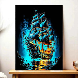 Tableau Bateau Pirate illustré à la main en Anjou
