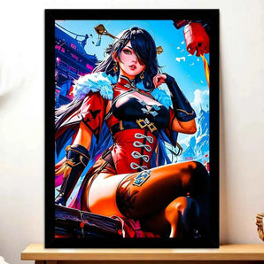 Cadre Noir Beidou Genshin Impact illustré à la main en Anjou