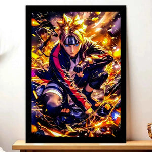 Cadre Noir Boruto Uzumaki Naruto illustré à la main en Anjou