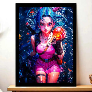 Tableau Bulma Dragon Ball illustré à la main en Anjou
