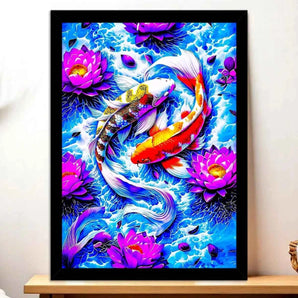 Tableau Carpe Koi illustré à la main en Anjou
