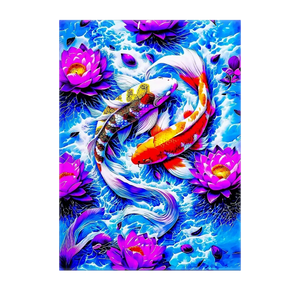 Tableau Carpe Koi illustré à la main en Anjou