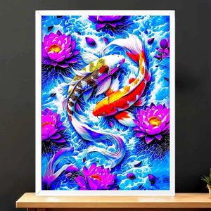 Tableau Carpe Koi illustré à la main en Anjou