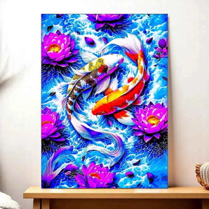 Tableau Carpe Koi illustré à la main en Anjou