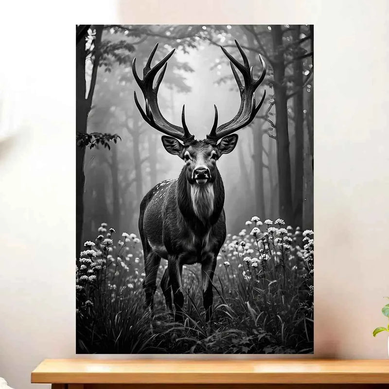 Tableau Cerf Noir et Blanc