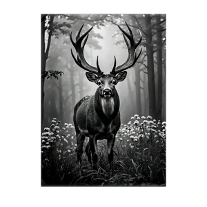 Tableau Cerf Noir et Blanc