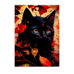 Poster Chat Automne illustré à la main en Anjou