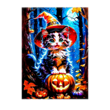 Poster Chat Halloween illustré à la main en Anjou