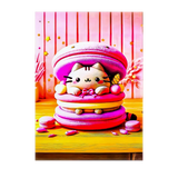 Poster Chat Macaron illustré à la main en Anjou