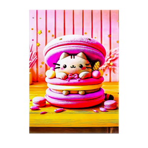 Poster Chat Macaron illustré à la main en Anjou