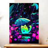 Affiche Chat Néon illustrée à la main en Anjou