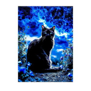 Poster Chat Noir illustré à la main en Anjou