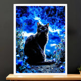 Cadre Blanc Chat Noir illustré à la main en Anjou