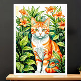 Cadre Blanc Chat Paisible illustré à la main en Anjou