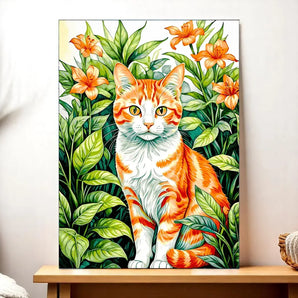 Tableau Chat Paisible illustré à la main en Anjou