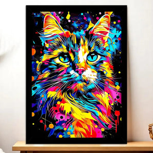 Cadre Chat Pop Art illustré à la main en Anjou