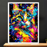 Cadre Blanc Chat Pop Art
