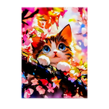 Poster Chat Printemps illustré à la main en Anjou
