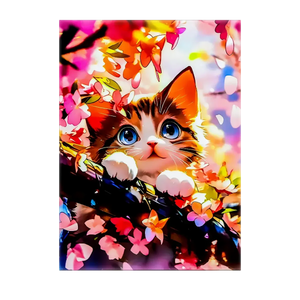 Poster Chat Printemps illustré à la main en Anjou
