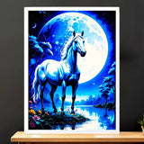 Cadre Blanc Cheval Blanc illustré à la main en Anjou