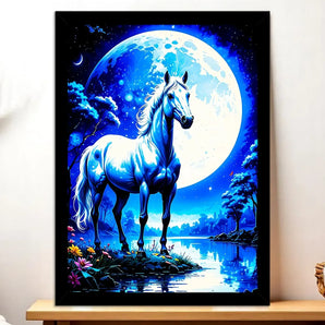 Cadre Noir Cheval Blanc illustré à la main en Anjou