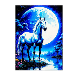 Poster Cheval Blanc illustré à la main en Anjou