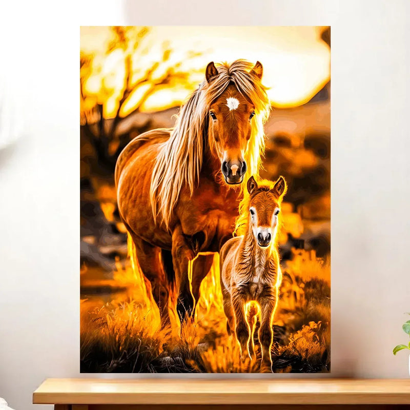 Affiche Cheval Famille illustrée à la main en Anjou