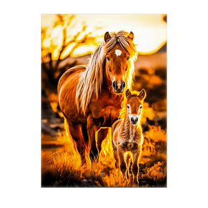Poster Cheval Famille illustré à la main en Anjou