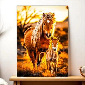 Tableau Cheval Famille illustré à la main en Anjou